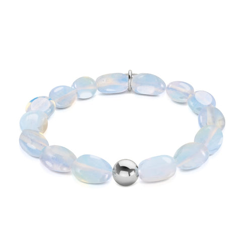 Pierre de lune opale x argent sterling .925 | Bracelet Galet